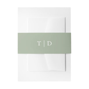 Elegante saliegroene monogram moderne trouwdag uitnodigingen wikkel
