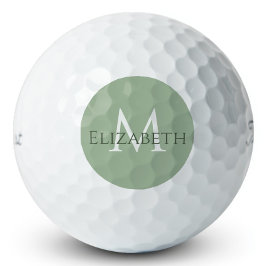 Elegante Saliegroene Monogram Persoonlijke Klassie Golfballen