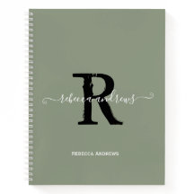 Elegante saliegroene monogram script initiële sche