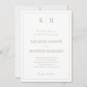 Elegante saliegroene monogram trouw kaart (Voorkant)