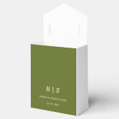 Elegante saliegroene monogram trouwgunstdoos bedankdoosjes (Geopend)