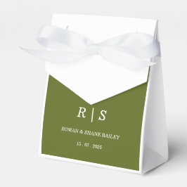 Elegante saliegroene monogram trouwgunstdoos bedankdoosjes