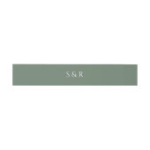 Elegante saliegroene monogram uitnodiging uitnodigingen wikkel (Vlak)