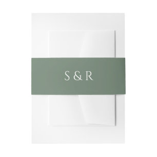 Elegante saliegroene monogram uitnodiging uitnodigingen wikkel