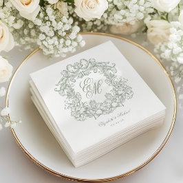 Elegante saliegroene monogram wapenschild script b servet