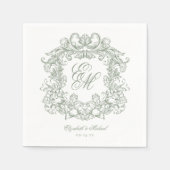 Elegante saliegroene monogram wapenschild script b servet (Voorkant)