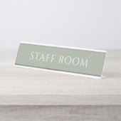 Elegante saliegroene naamplaat voor personeelsruim (Voorkant)