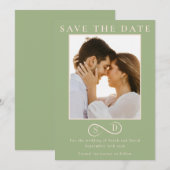 Elegante Saliegroene Oneindigheid Monogram Save th The Date (Voorkant / Achterkant)