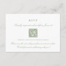 Elegante Saliegroene Online RSVP QR Code