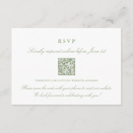 Elegante Saliegroene Online RSVP QR Code Informatiekaartje