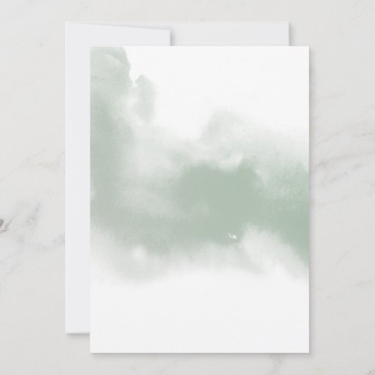 Elegante saliegroene, perzik botanische bruiloft kaart (Achterkant)