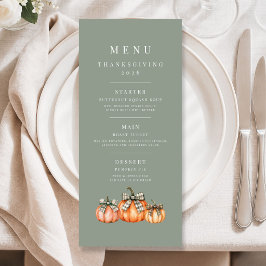 Elegante Saliegroene Pompoenen Thanksgiving Menu