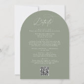 Elegante Saliegroene QR-code All-in-one Boog Bruil Kaart (Achterkant)