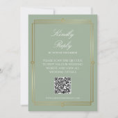 Elegante Saliegroene QR Code RSVP  Kaart (Voorkant)