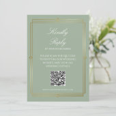 Elegante Saliegroene QR Code RSVP  Kaart (Staand voorkant)