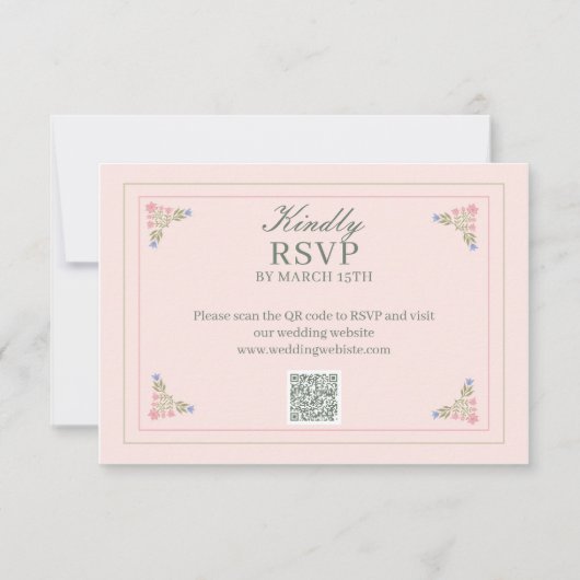 Elegante saliegroene QR-code RSVP-kaart Bedankkaart (Voorkant)