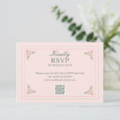 Elegante saliegroene QR-code RSVP-kaart Bedankkaart (Staand voorkant)