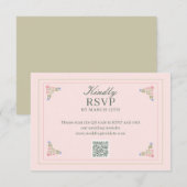 Elegante saliegroene QR-code RSVP-kaart Bedankkaart (Voorkant / Achterkant)