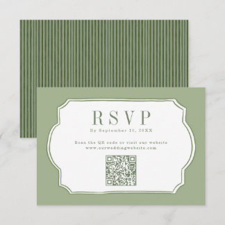 Elegante Saliegroene QR-code Trouwwebsite RSVP Kaart