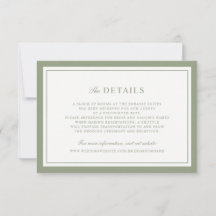 Elegante saliegroene randframe bruiloftdetails