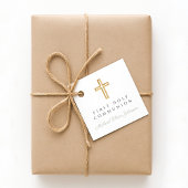 Elegante saliegroene religieuze jongen eerste comm bedankjes labels