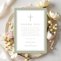 Elegante Saliegroene Religieuze Kruis Doop