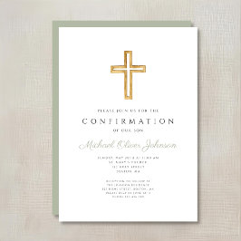 Elegante Saliegroene Religieuze Kruisbevestiging Kaart
