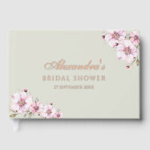 Elegante saliegroene rozen bruidsa shower gastenboek (Voorkant)