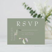 Elegante saliegroene RSVP kaart (Staand voorkant)