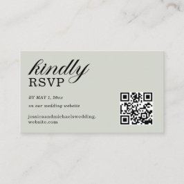 Elegante Saliegroene RSVP-website QR-code Informatiekaartje