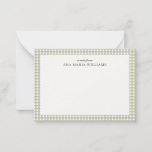 Elegante saliegroene ruit naam notitiekaart notitiekaartje