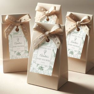Elegante Saliegroene Safari Jungle Dieren Baby Fee Cadeaulabel