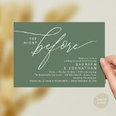Elegante saliegroene script bruiloft repetitie din kaart