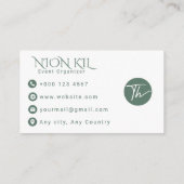 Elegante Saliegroene Script Evenementenplanner Visitekaartje (Achterkant)