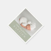 Elegante saliegroene script foto doop servet (Hoek)