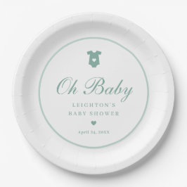 Elegante saliegroene script Girls Oh baby shower Papieren Bordje