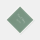 Elegante Saliegroene Script Minimalistische Trouw Servet (Hoek)