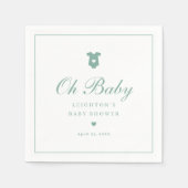 Elegante saliegroene script neutrale babyshower servet (Voorkant)