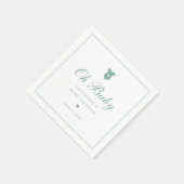 Elegante saliegroene script neutrale babyshower servet (Hoek)