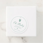 Elegante saliegroene script Oh Baby Shower Bedankjes Labels (In situ)