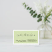 Elegante Saliegroene Script Professionele Visitekaartje (Staand voorkant)