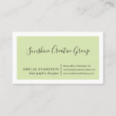 Elegante Saliegroene Script Professionele Visitekaartje (Voorkant)