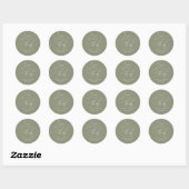 Elegante Saliegroene Scriptie Liefde + Dank Trouwd Ronde Sticker (Vel)