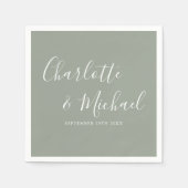 Elegante Saliegroene Signature Trouw Servet (Voorkant)