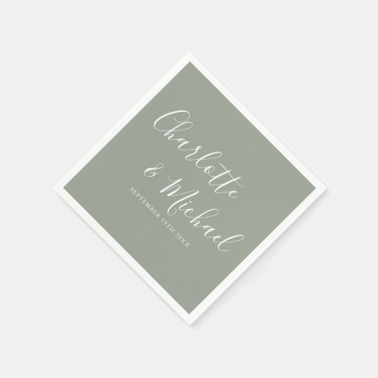 Elegante Saliegroene Signature Trouw Servet (Hoek)