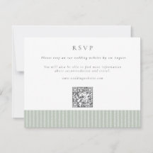 Elegante Saliegroene Strepen QR Code Bruiloft