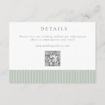 Elegante Saliegroene Strepen QR Code Huwelijksdeta