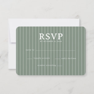 Elegante saliegroene strepen RSVP kaartje