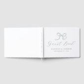 Elegante saliegroene strik bruiloft gastenboek (Volledig)