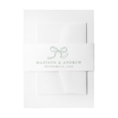 Elegante saliegroene strik bruiloft uitnodigingen wikkel (Voorkant Voorbeeld)